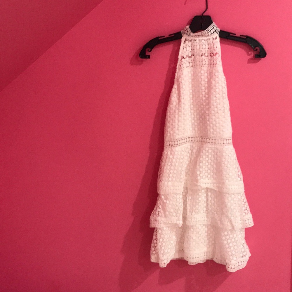 White high neck dress